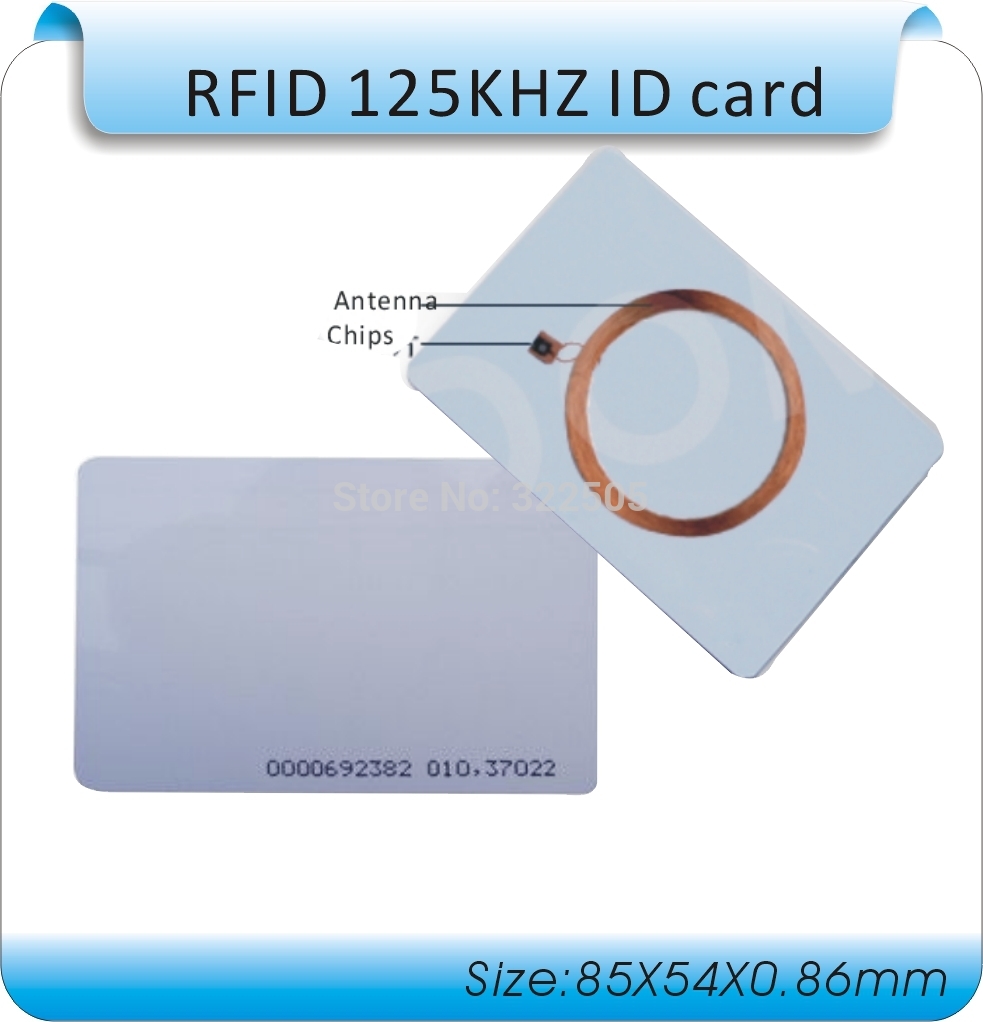 

100pcs Id card thin ID access control card 125KHZ TK4100 white RFID card size 85.5X54mm/ 10 number code