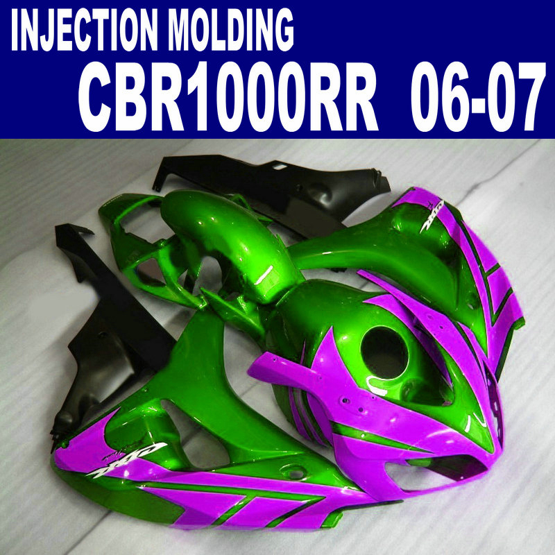 

Injection molding motobike set for HONDA fairings CBR1000RR 2006 2007 red green black freeship fairing kit CBR 1000 RR 06 07 AQ30, Same as picture