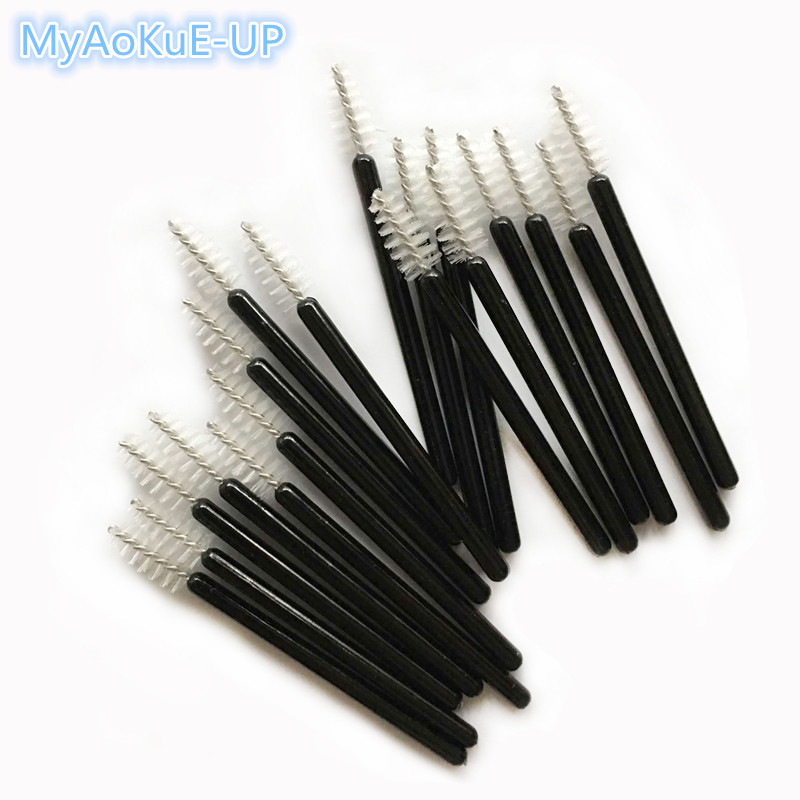 

Mini Disposable Eyelash Brushes Black Handle White Brush 200pcs Eyelash Extension Tools One -Off Lash Brush Mascara Wands