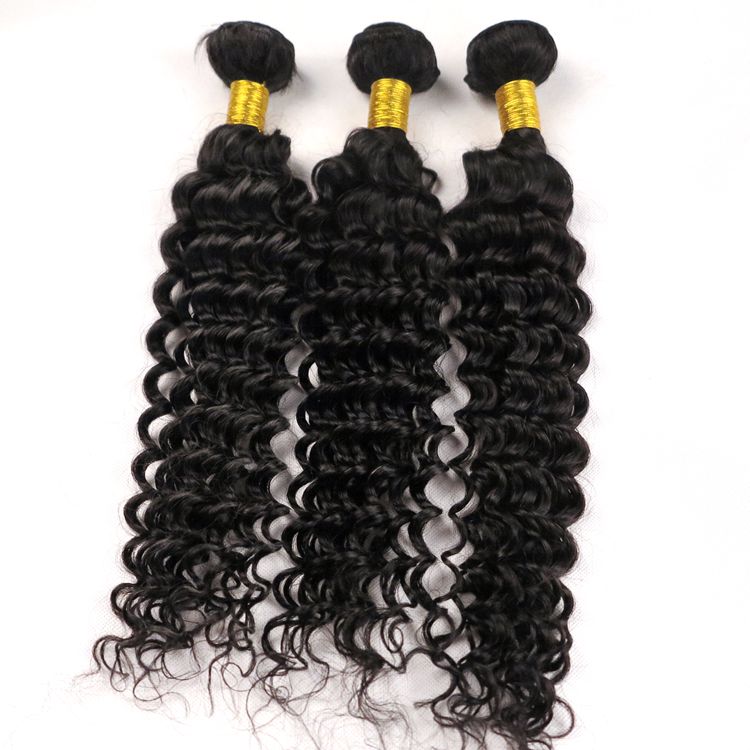

100% Virgin Human hair weaves weft Deep wave Curly 8~34inch Natural Color Peruvian Malaysian Indian Detangle hair Bundles bulk Extensions