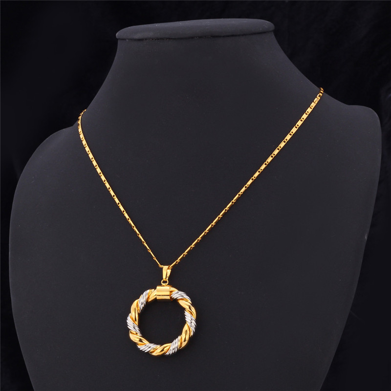 

Unique Two Tone Gold Pendant Necklaces 18K Gold & Platinum Plated Copper Fashion Jewelry Wholesale Free Shipping Necklaces For Women