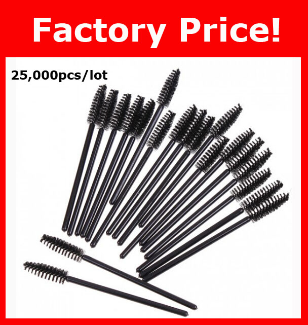 

Wholesale 25,000pcs/lot NEW Black Disposable Eyelash Brush Mascara Wands Applicator Makeup Cosmetic Tool