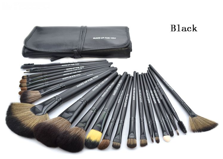 

Professional Makeup Brushes Set 24pcs Portable Full Cosmetic Make up Brushes Tool Foundation Eyeshadow Lip brush with Bag Pink Black wood