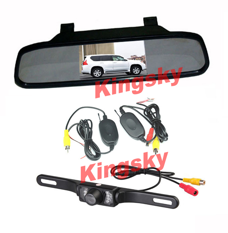 Wireless Car Rear View Kit 4.3" Car LCD Mirror Monitor +Waterproof 7IR LED Night vision Reversing Parking Backup Camera-image-191926265