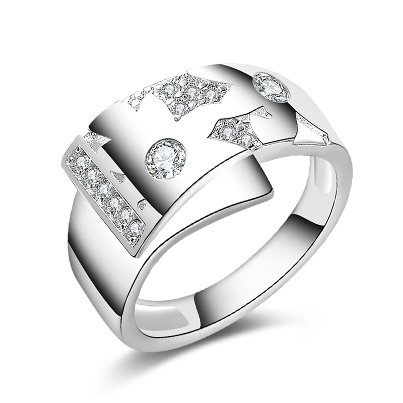 

Free Shipping New 925 Sterling Silver fashion jewelry Hollow pattern Czech drill ring hot sell girl gift 1486