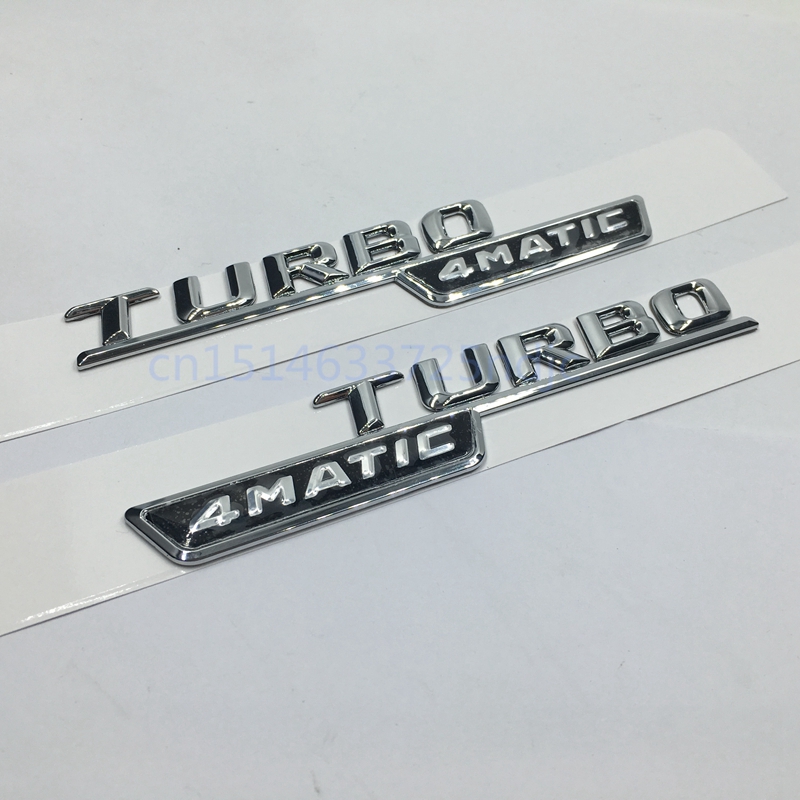 

1Set 2PCS For Mercedes Benz AMG ML GLk TURBO 4MATIC Emblem Badge Decal Trunk Rear Chrome Letters, 1pair