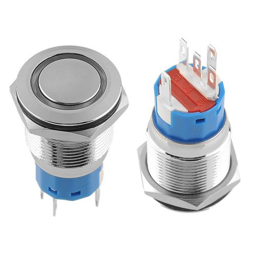 

10 pcs/lot 19mm 12V Red LED Ring Illuminated ON/Off Push Button Self Locking Flat Free shipping, dandys