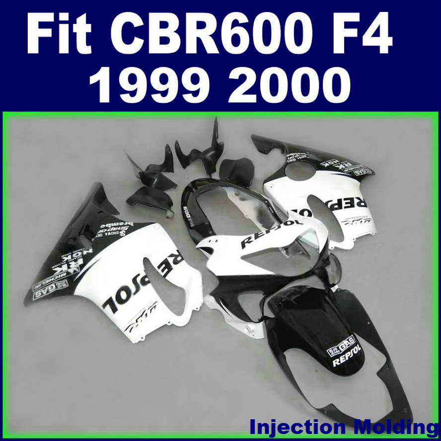 

Injection molding high for HONDA body parts fairings CBR 600 F4 1999 2000 white black 99 00 cbr600 f4 custom fairings BLOS, Same as picture
