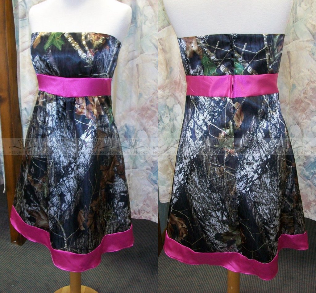 

Rose Red Camo Wedding Dresses 2015 Strapless Summer Beach Short Wedding Dress Knee-length Colored Bridal Gowns Vestidos de Novia, White