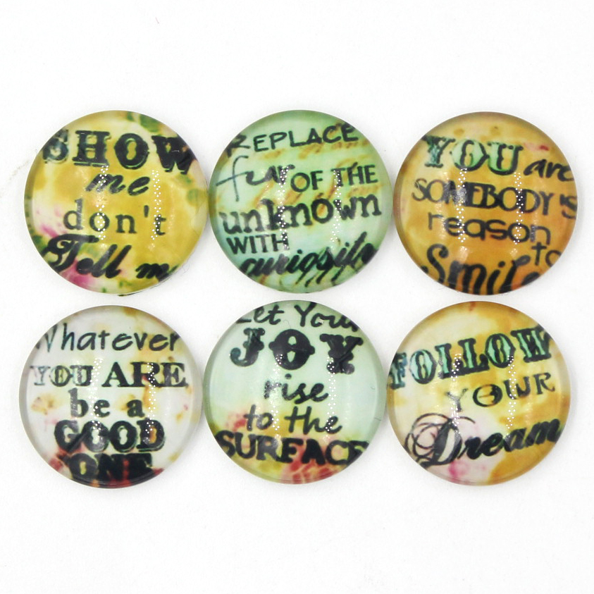 NOUVELLE Arrivée 18mm Cabochon Verre Pierre Boutons Inspiré Lettre Message Boutons pour Snap Bijoux Bracelet Collier Anneau Boucle D'oreille