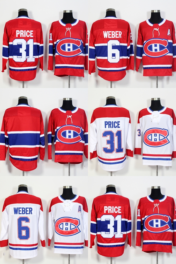 

Hot Sale 2017 New Brand Mens Montreal Canadiens Blank 6 Shea Weber 31 Carey Price Red White Best Quality Cheap Stitched Ice Hockey Jerseys, #6 shea weber white