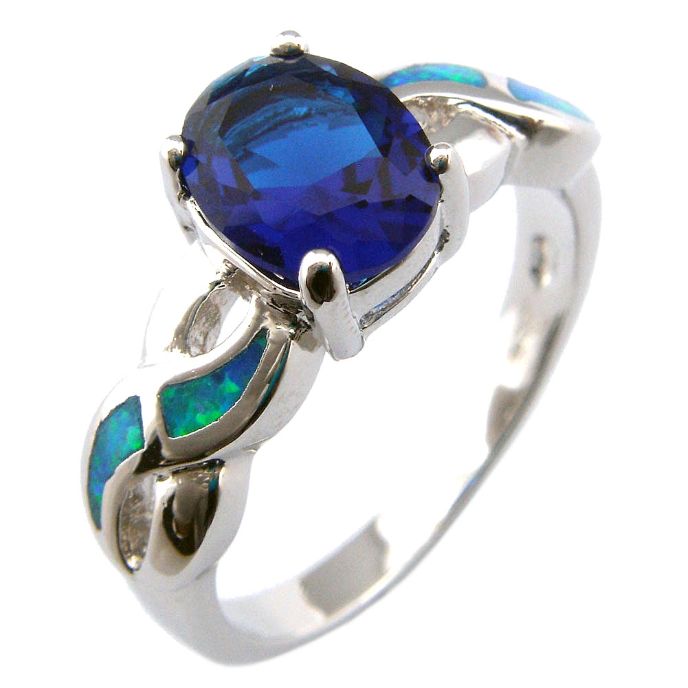 

opal jewelry with cz stone;fashion opal rings silver rings OR067A-4