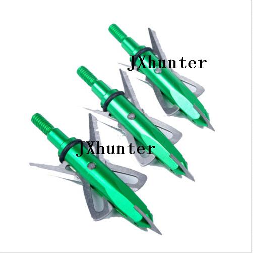 

12pieces/lot archery hunting broadheads 100 grain arrow heads 2 blades arrow points green color free shipping