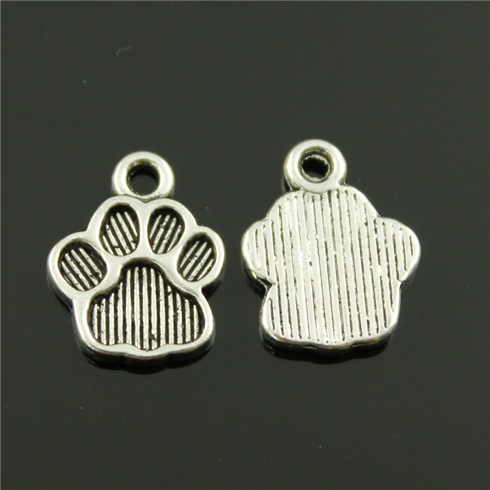 

400pcs/lot 15*12mm vintage antique silver plated zinc alloy Dog paw charms DIY for handmade, Bronze;silver