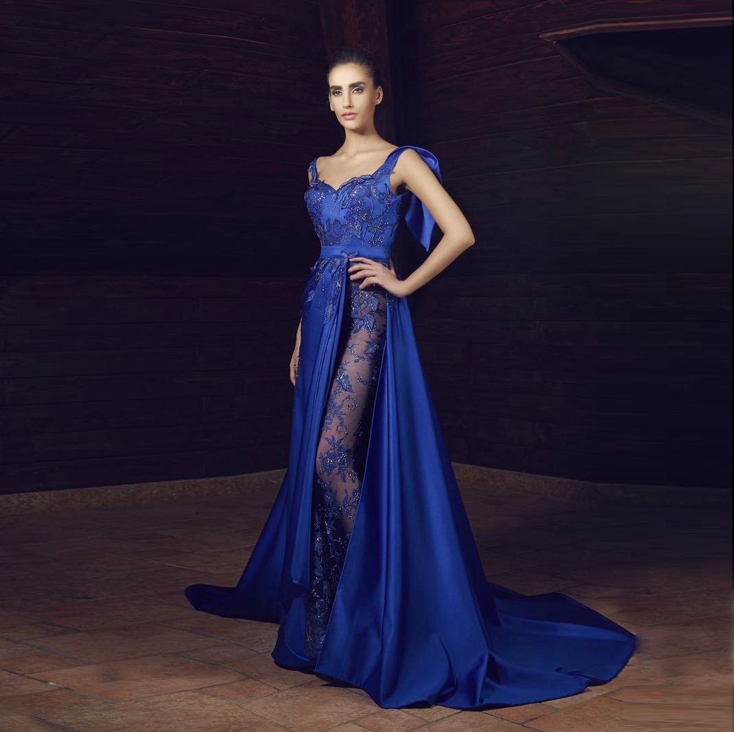 

See Through Mermaid Prom Dress Match Satin Over-Skirt Sweetheat Beaded Appliques Formal Evening Dresses Custom Made Sexy Evening Party Dress, Dark green