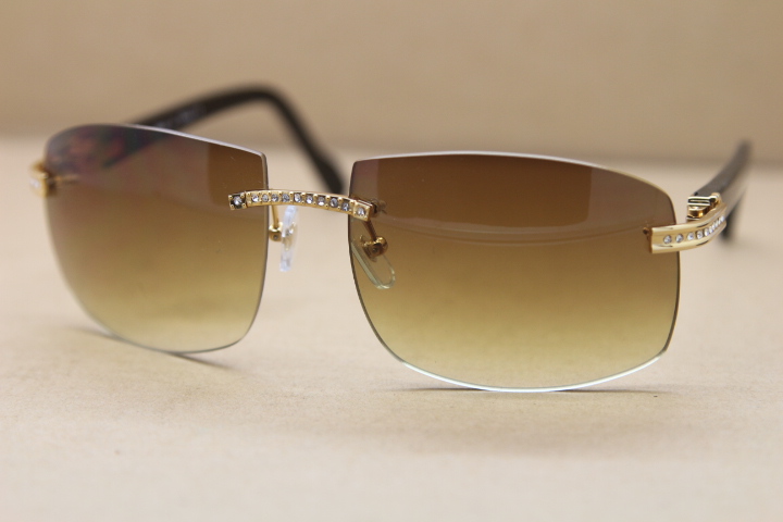 

Famous Rimless Plank Sunglasses 4189705 for Men Women with Original Box Big diamond Glasses C Decoration gold frame glasses Size:62-18-140mm