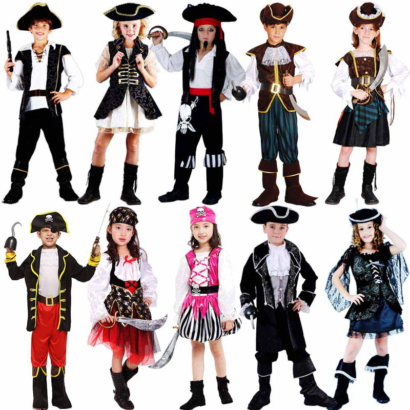 

Pirate Costume Caribbean Pirates Costume Kids Halloween Carnival Costumes Fantasia Fancy Dress Party Supplies, 10
