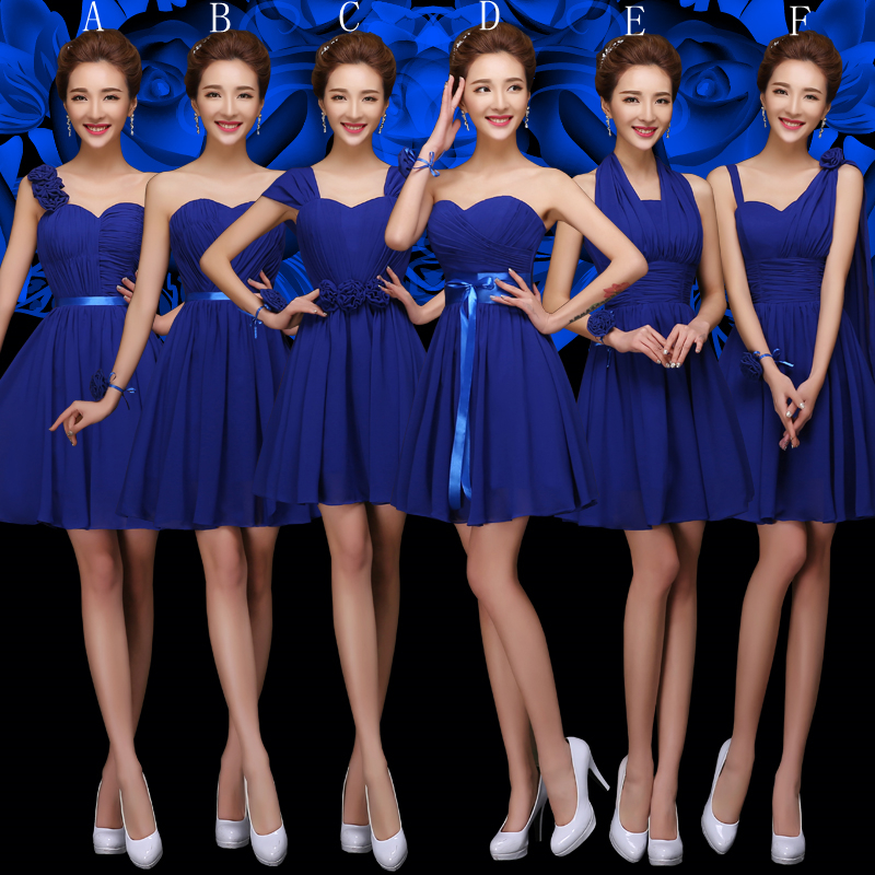 2019 Cheap Chiffon Bridesmaid Dress Under 50 Navy Blue Pleated Wedding Party Dress Lace Up Back