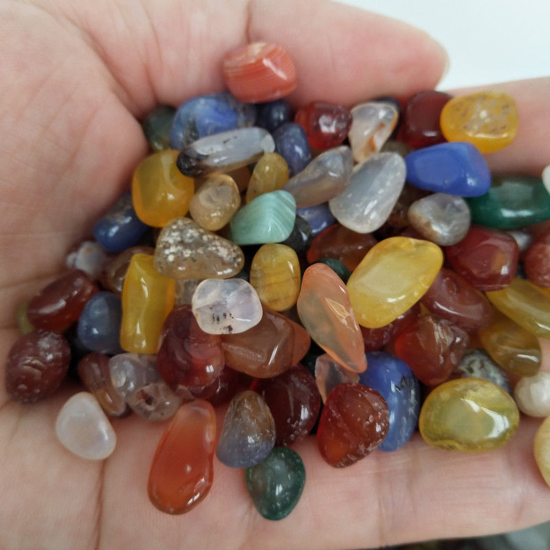 

200g Natural Genuine Tumbled Gemstone Multi Color Fancy Jasper India Agate Rondelle Colorful Rock Mineral Agate for chakra healing reiki
