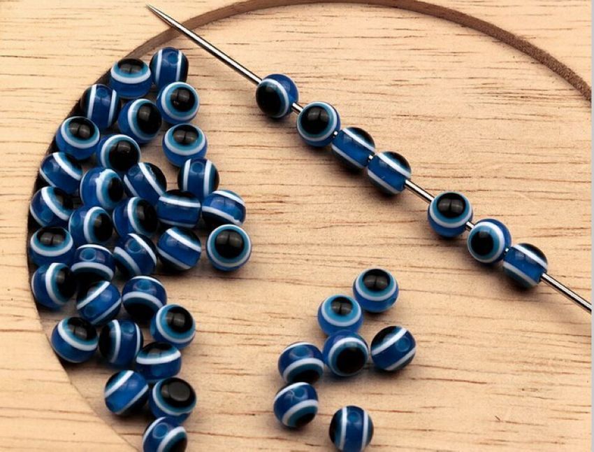

Hot ! 1000pcs Blue Acrylic Kabbalah Evil Eye Ball Round Spacer Beads 4.5mm / 5mm /6mm / 8mm DIY Jewelry