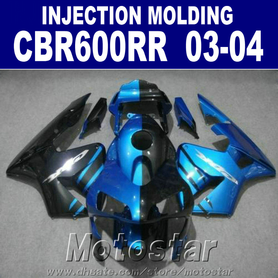 

100% ABS set black blue for HONDA CBR 600RR fairing 2003 2004 Injection Molding cbr600rr 03 04 fairing parts EJZS, Same as picture