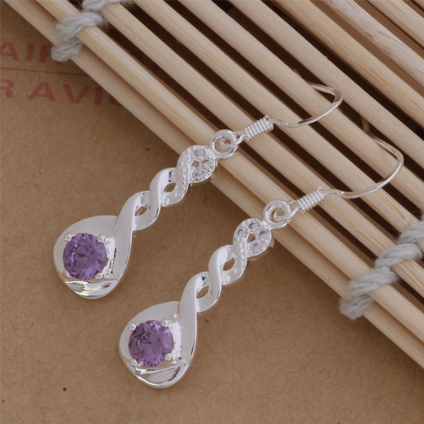 

Fashion (Jewelry Manufacturer) 20 pcs a lot Twisted big Diamond earrings 925 sterling silver jewelry factory price Fashion Shine Earrings