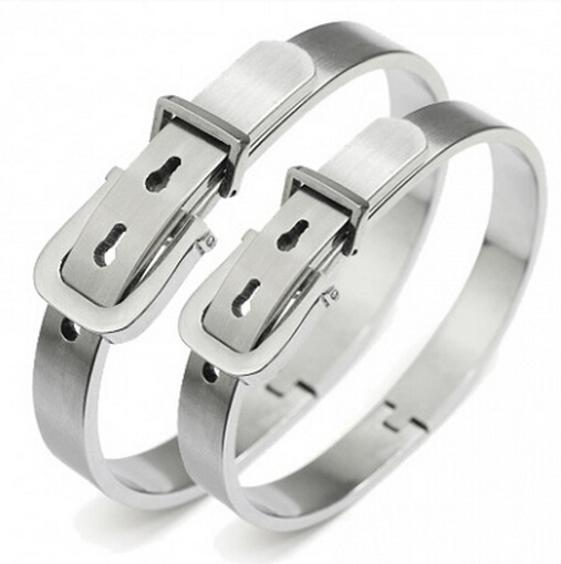 

2016 Newest Sweet Design Couple Jewelry 316L Stainless Steel Belt Buckle design Hand cuff Bangle Bracelet Women Men's Best Gift