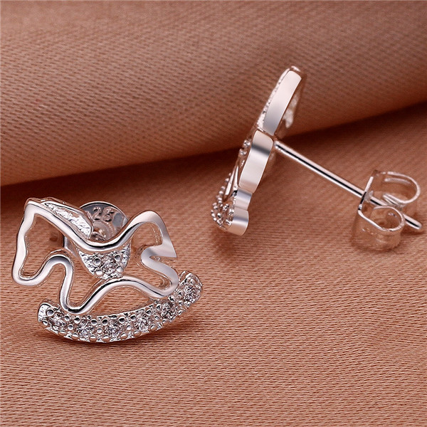 

Brand new sterling silver plated Insets hat earrings DFMSE538,women's 925 silver Dangle Chandelier wedding gemstone earrings factory direct