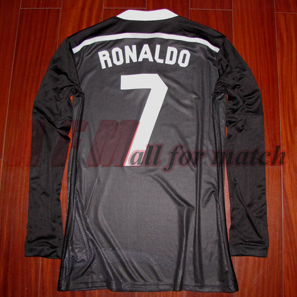 

Match Worn Player Issue rm 1415 3rd black dragon Shirt Jersey Long sleeves Bale Ronaldo Ramos Football Custom Name Patches Sponsor