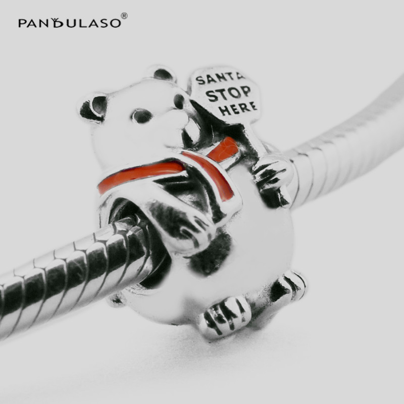 Pandulaso Christmas Polar Bear Charm Santa Stop Beads For Woman DIY Original Sterling Silver Jewelry Fit Pandora Charms Bracelets-image-407672441