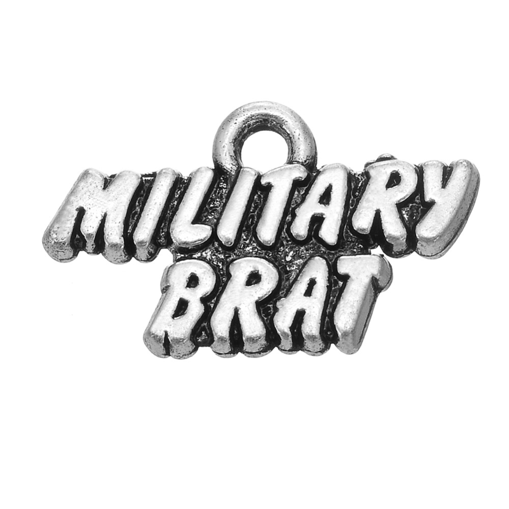 

Free shipping New Fashion Easy to diy 30Pcs military brat charm antique silver metal jewelry jewelry making fit for necklace or bracelet