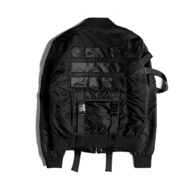 

Fall-Winter Men Jackets Thick Bomber Jacket Straps Hip Hop Tyga Pilot Jacket Windbreaker Men Coats, Black
