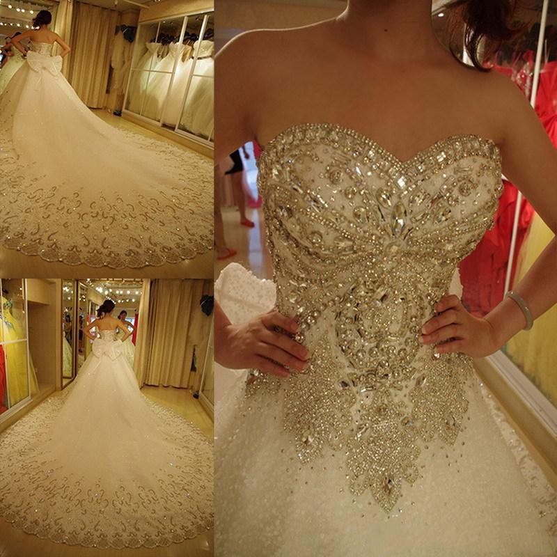 

2018 winter fall snow garden Ball gown heavier crystals wedding dresses sweetheart western bridal wedding gowns, White