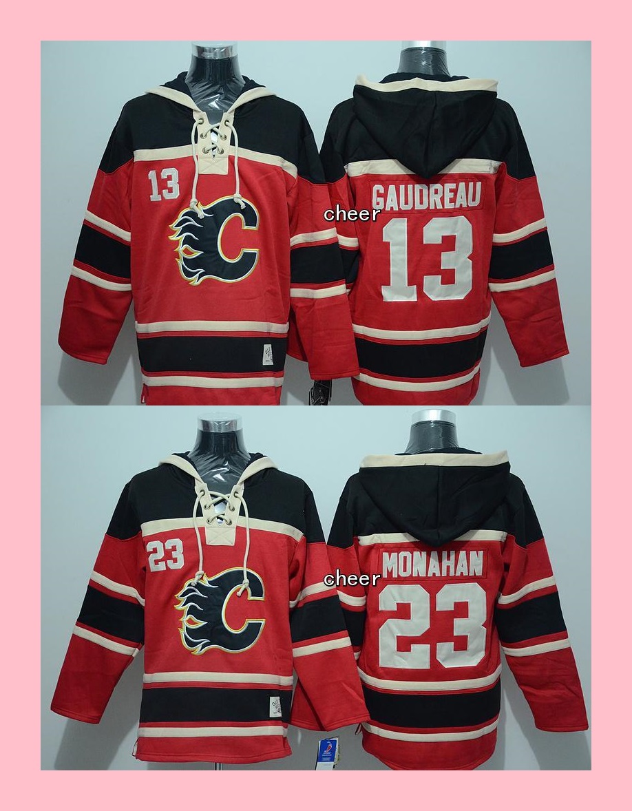 

2016 Calgary Flames 13 gaudreau 23 monahan red Hoodies Top quality Ice Hockey jerseys Drop Shipping Accept Mixed orders