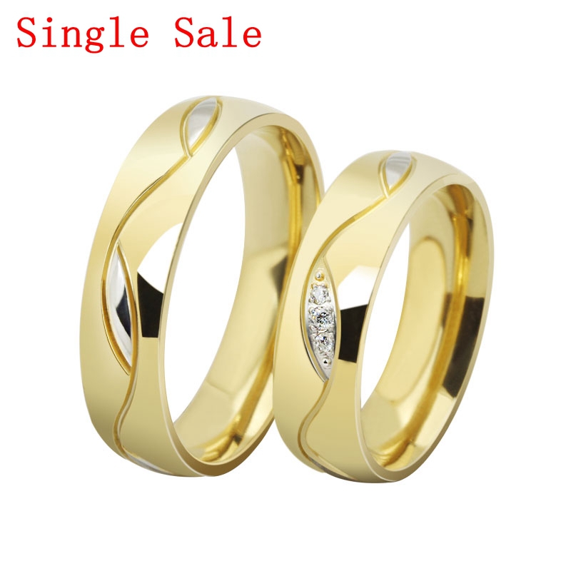

fashion 18K gold couple ring for lover CZ zircon wedding rings anel jewelry single sale