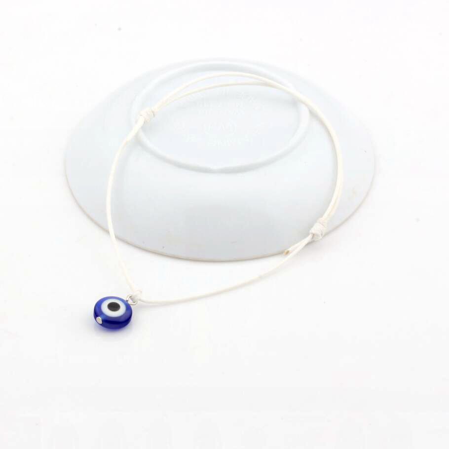 

Hot ! 50pcs Evil Eye Bracelets - Adjustable White Waxes rope Charm Bracelets Lucky Eye Beads Bracelets