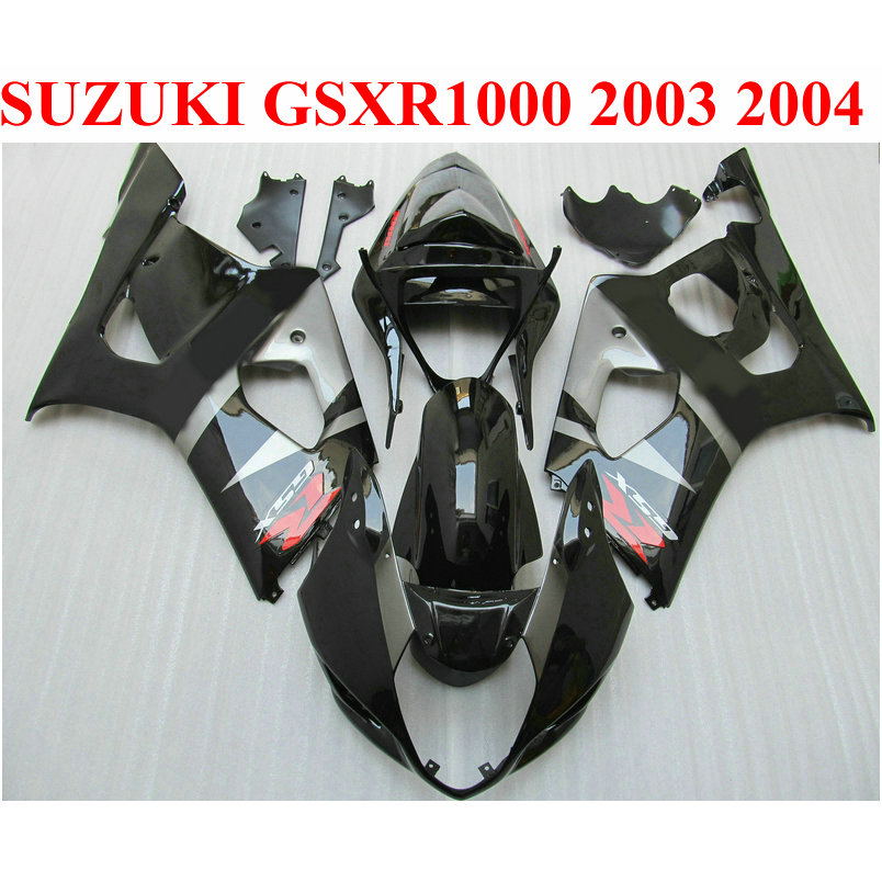 

ABS Motorcycle parts for SUZUKI GSXR 1000 K3 k4 2003 2004 fairing kit GSXR1000 03 04 all glossy black fairings set BP46, Same as the picture shows