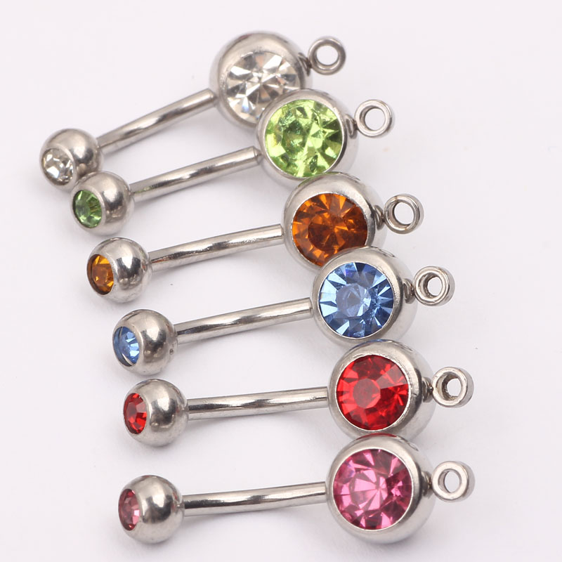 

Body Jewelry stainless steeel Navel Ring Belly Button Ring Add You Own Charm Accessory, Silver