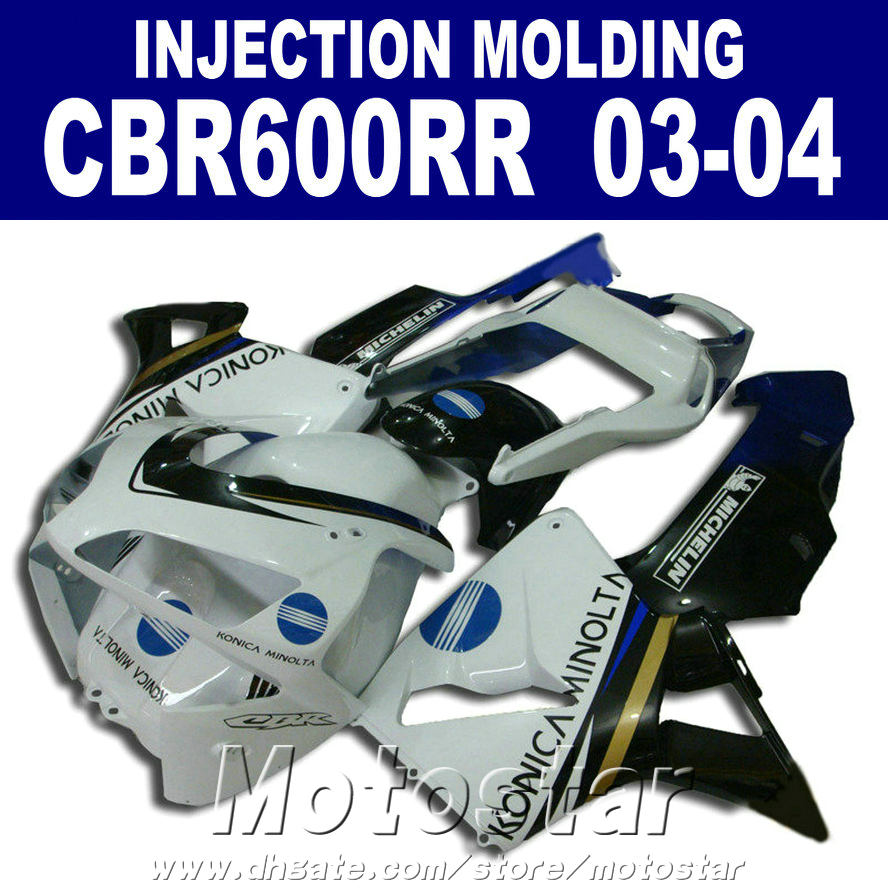

Injection Molding ABS plastic white for HONDA CBR 600RR fairing 2003 2004 03 04 cbr600rr custom fairing W7VF, Same as picture