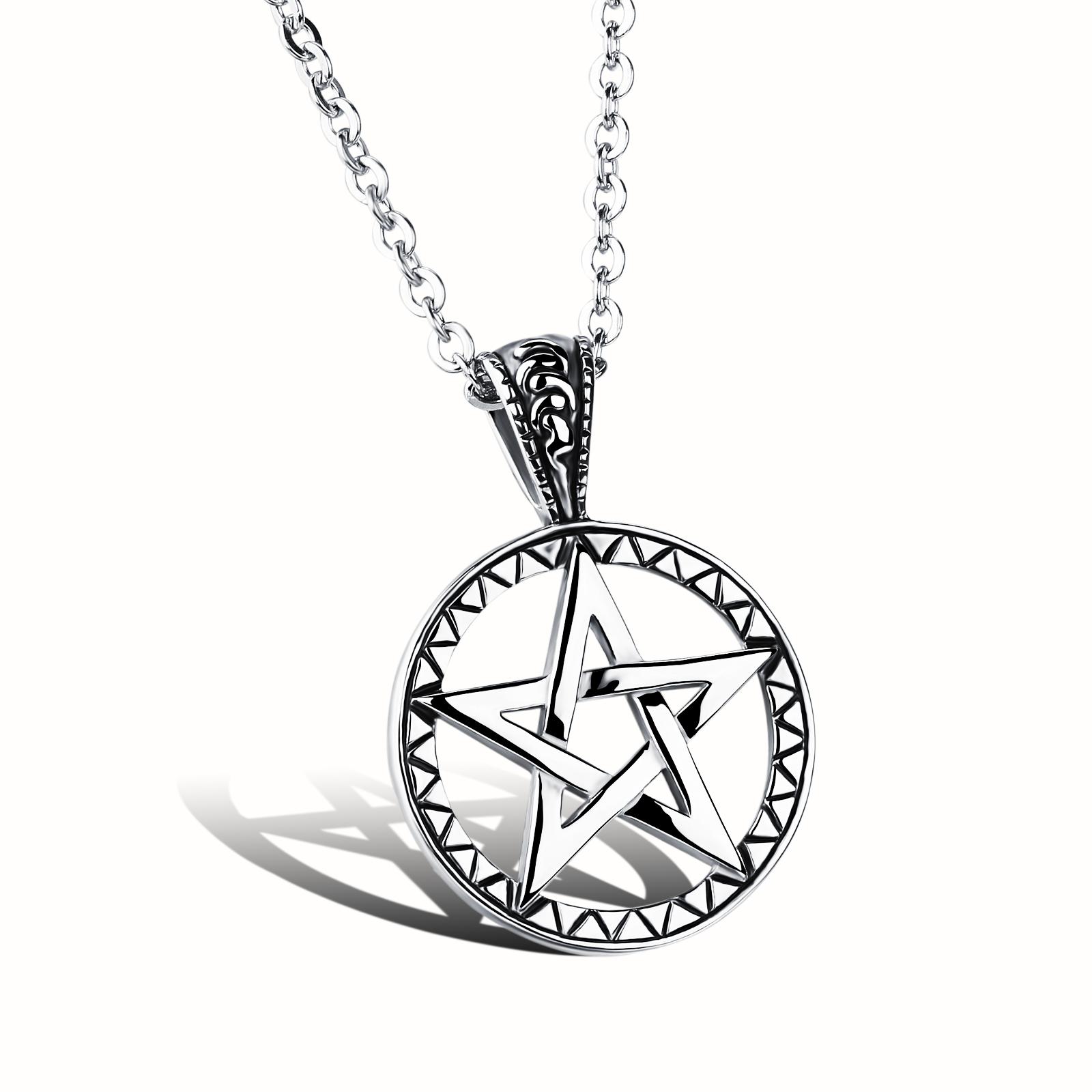 

Fashion Movie Collection 316L Stainless Steel Unisex Pentagram Pendant Hollow Necklace Personality Gift GX971