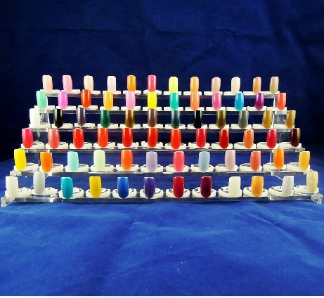 

Wholesale- 100 pcs Clear Color Polish Nail Display UV Gel Colour Pops Display Nail Art Ring Style Nail Tips Dropshipping [retail]#042, As pic