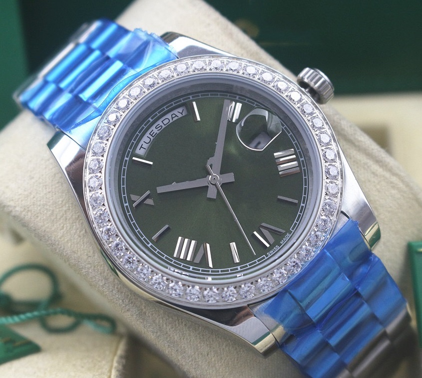 

Factory Supplier DAY-DATE Stainless steel Automatic Men's Casual Watch 118238 41mm Green Dial Diamond Bezel Mens Wristwatches