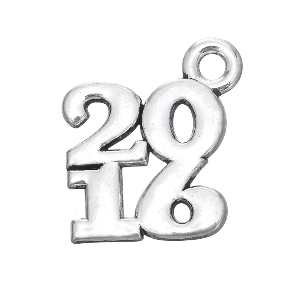 

Free shipping New Fashion Easy to diy 20pcs 2016 new year metal charm jewelry making fit for necklace or bracelet