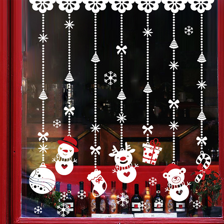 

DIY Christmas Snowman Ornament PVC Wall Stickers Decoration Sock Gift Box Window Wall Stickers Removable Vinyl Wall Decals Xmas Decor