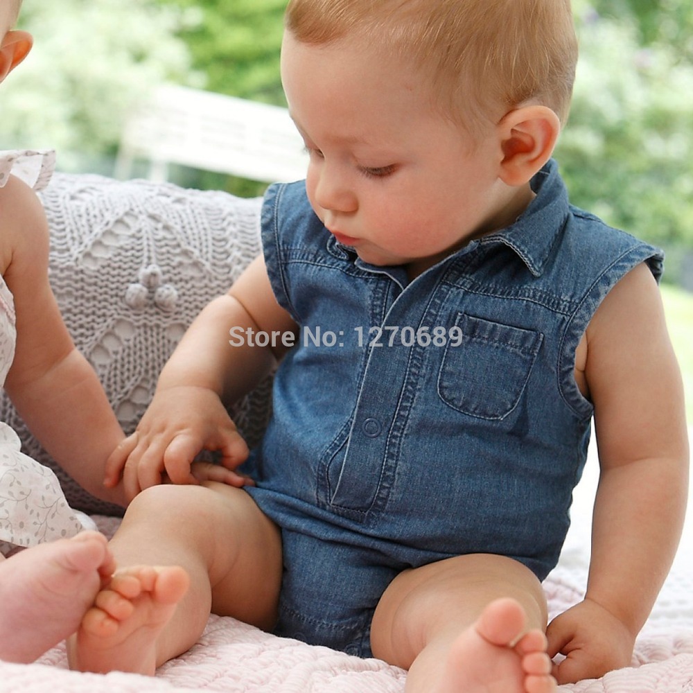 

Wholesale-2015 summer Europe and America infant/newborn/children/baby boys and girl jeans leotard Romper climbing clothes