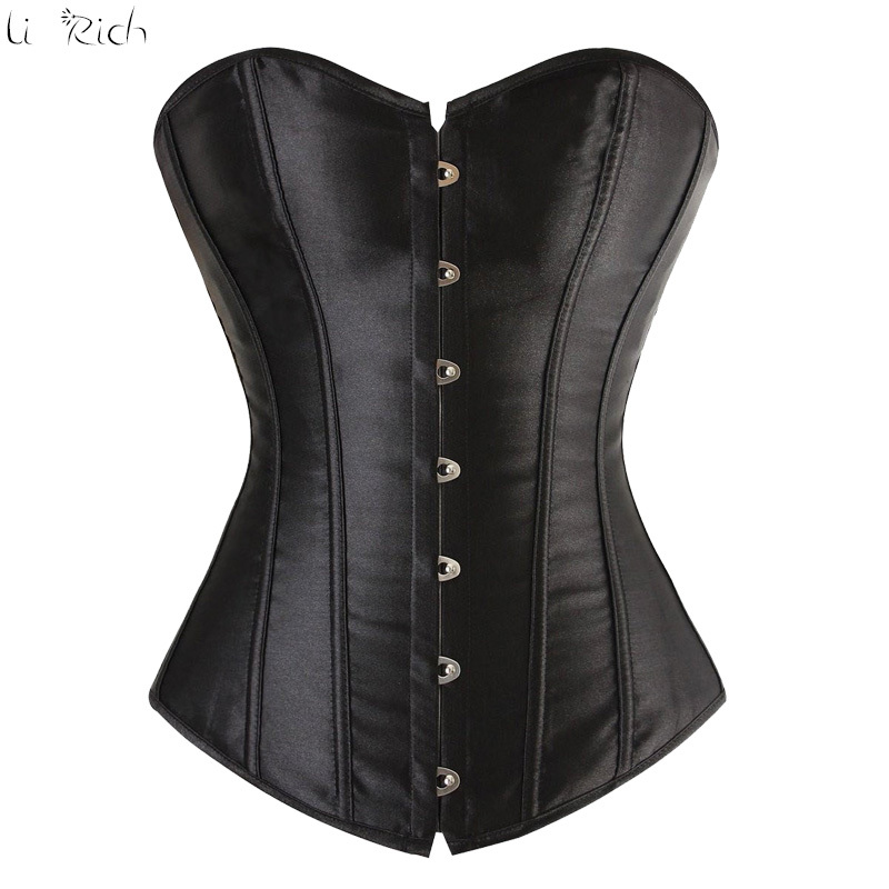 

Wholesale-X Hot-sale Lovely Pure New Women Satin Sexy Bustier Lace up Boned Top Corset Overbust Brocade Size  M L XL-6XL, 808 b