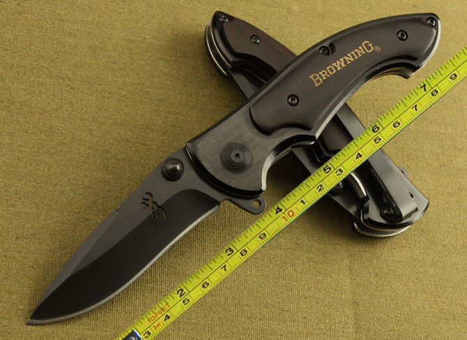 

FREE SHIPPING NEW Ebony Wood Handle Line Lock Folding Pocket Knife F16