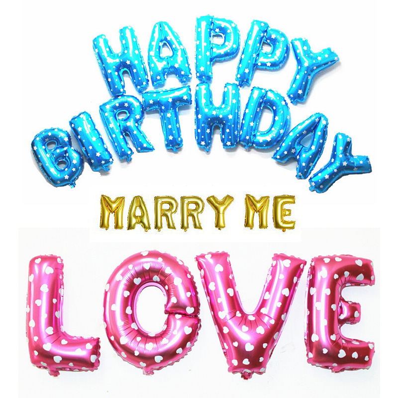 Balloons decorations for Kids Birthday Party 16 inch Letters Balloon Blue Pink Gold Silver Party Decoration-image-261004156
