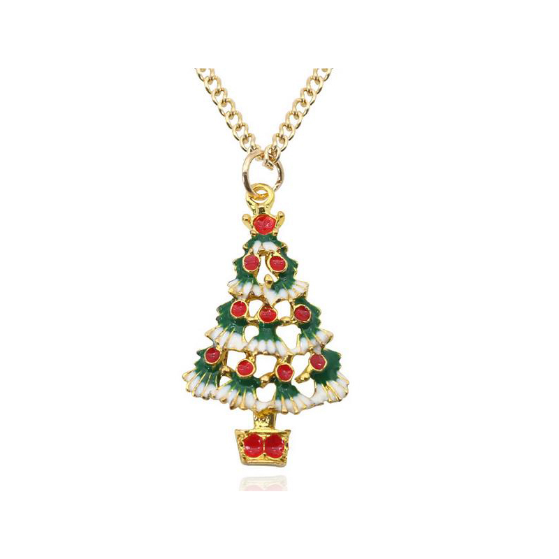 

Christmas Tree Charm Pendants Necklaces Fashion Gold Color Chain Choker Necklace For Women Children Party Xmax Gift for Girl