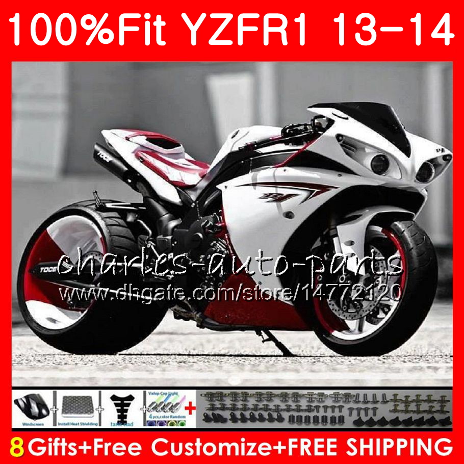 

Injection Body For YAMAHA white red YZF 1000 YZF-R1 13 14 YZFR1 2013 2014 86NO48 YZF R 1 YZF-1000 YZF1000 YZF R1 13 14 Fairing kit 100%Fit, No. 1